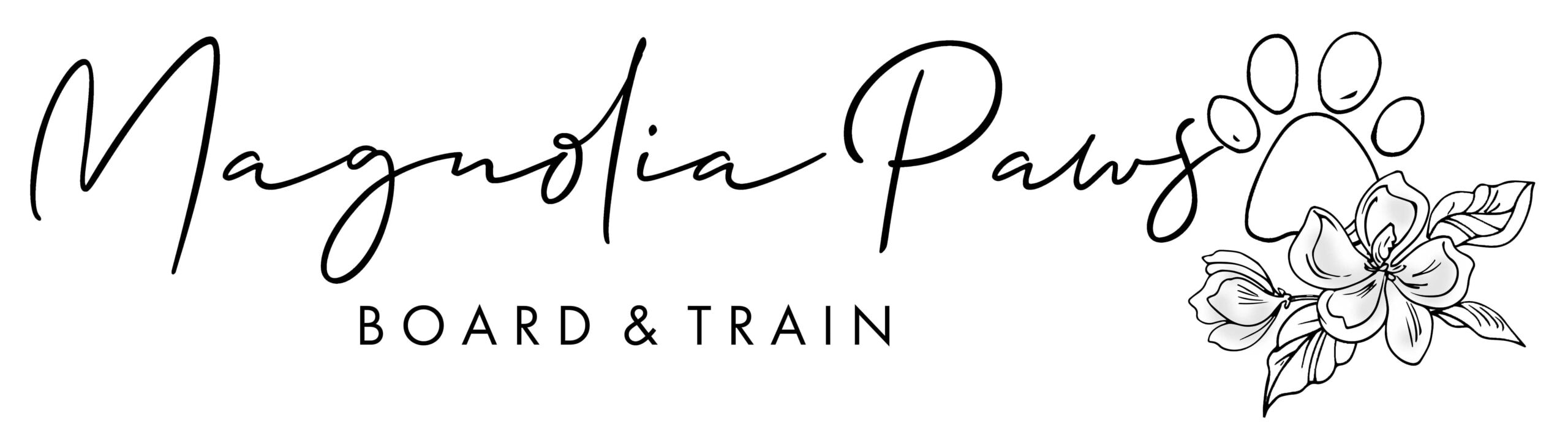 magnolia paws dog boarding dog training dog grooming and dog park logo bw magnolia paws dog boarding dog training dog grooming and dog park logo sm